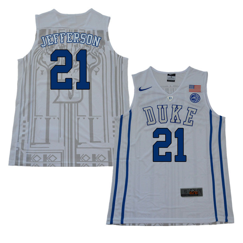Duke Blue Devils #21 Amile Jefferson College Basketball Jerseys Sale-White